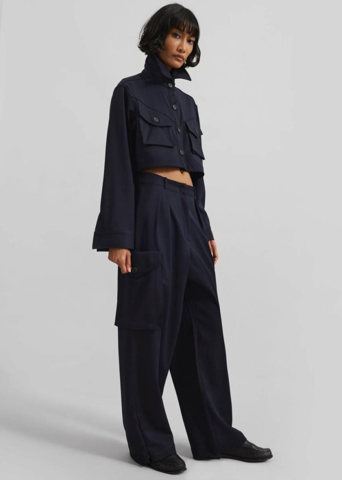 The Frankie Shop Women Blue Bottoms Kiora Cargo Pants - Navy