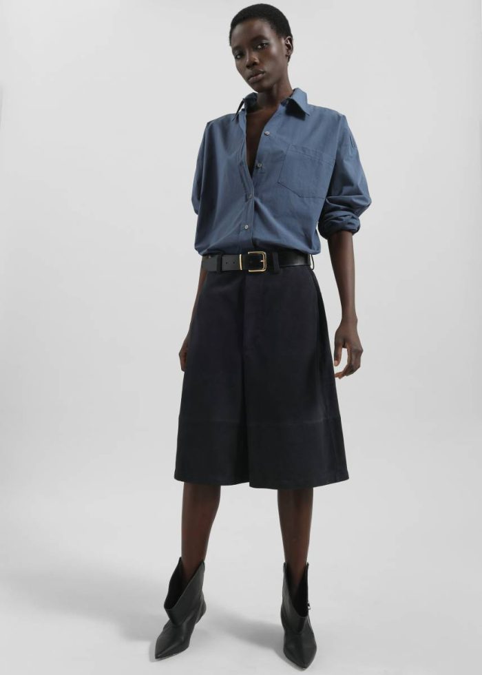 The Frankie Shop Women Blue Dartsel Suede Bermuda Shorts - Navy Bottoms