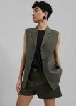 The Frankie Shop Women Bottoms Xandra Mini Shorts - Khaki Green