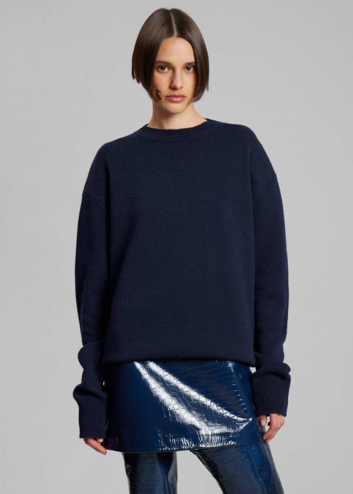 The Frankie Shop Women Knitwear Rafaela Padded Knit Sweater - Navy Blue