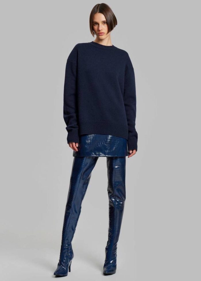 The Frankie Shop Women Knitwear Rafaela Padded Knit Sweater - Navy Blue
