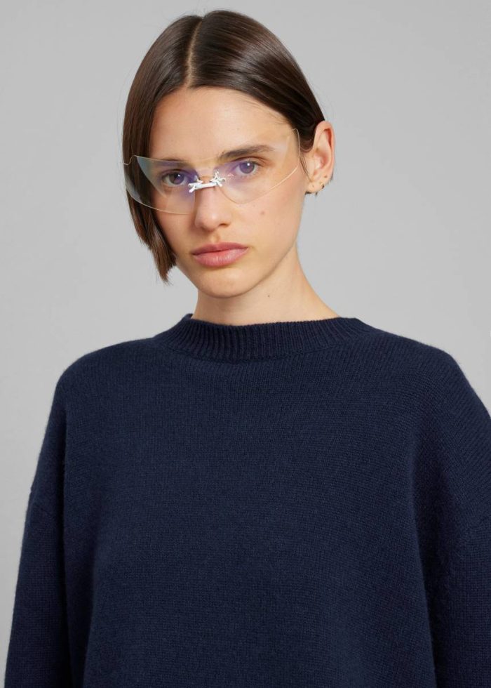 The Frankie Shop Women Knitwear Rafaela Padded Knit Sweater - Navy Blue