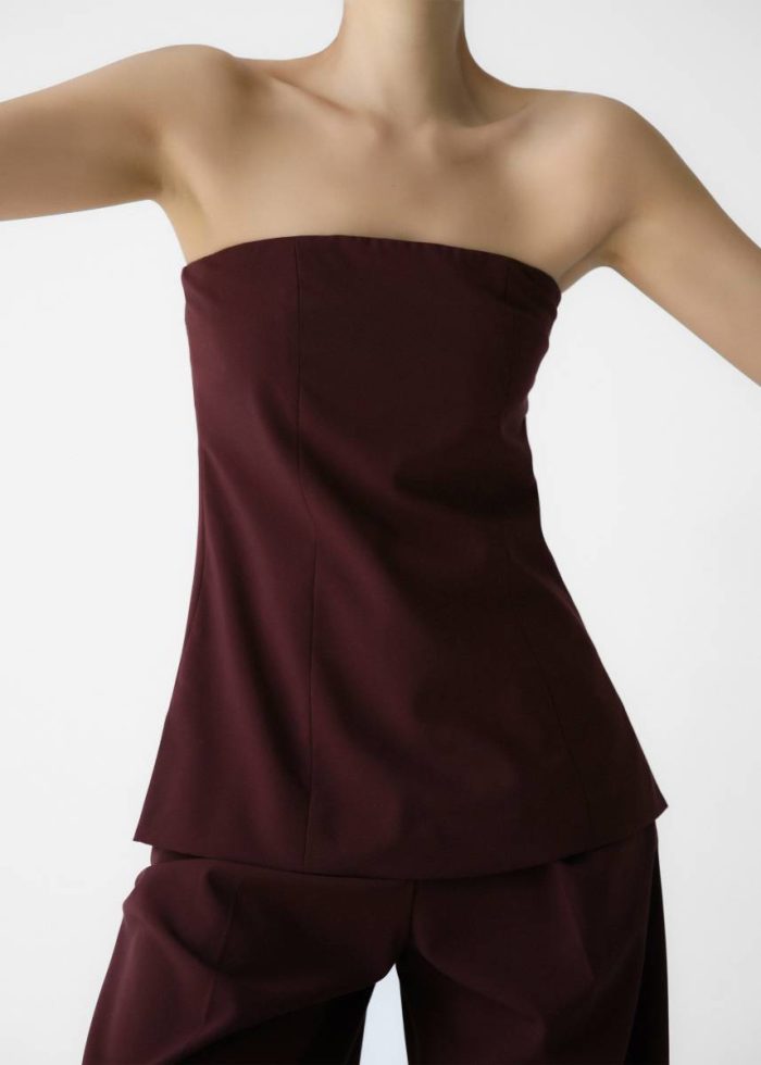 The Frankie Shop Women Red Abbie Strapless Top - Burgundy Tops