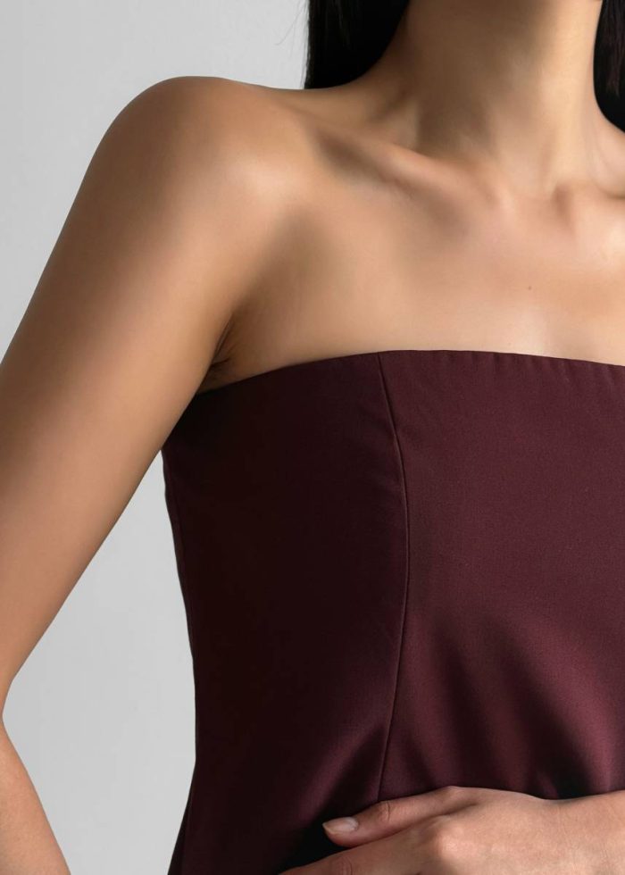 The Frankie Shop Women Red Abbie Strapless Top - Burgundy Tops