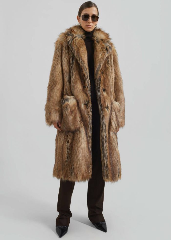 The Frankie Shop Women Rella Faux Fur Coat - Camel Brown Outerwear