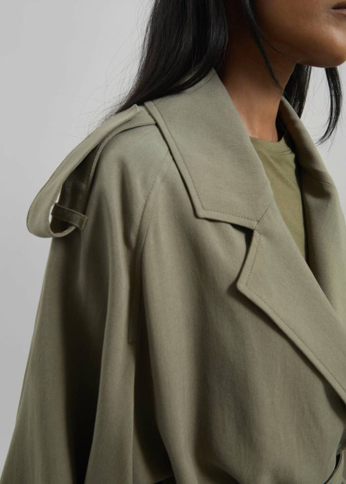 The Frankie Shop Women Simona Short Trench - Khaki Green Outerwear