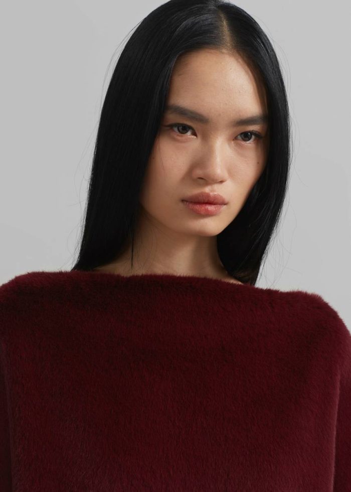 The Frankie Shop Women Stauben Faux Fur Mini Dress - Burgundy Dresses Red