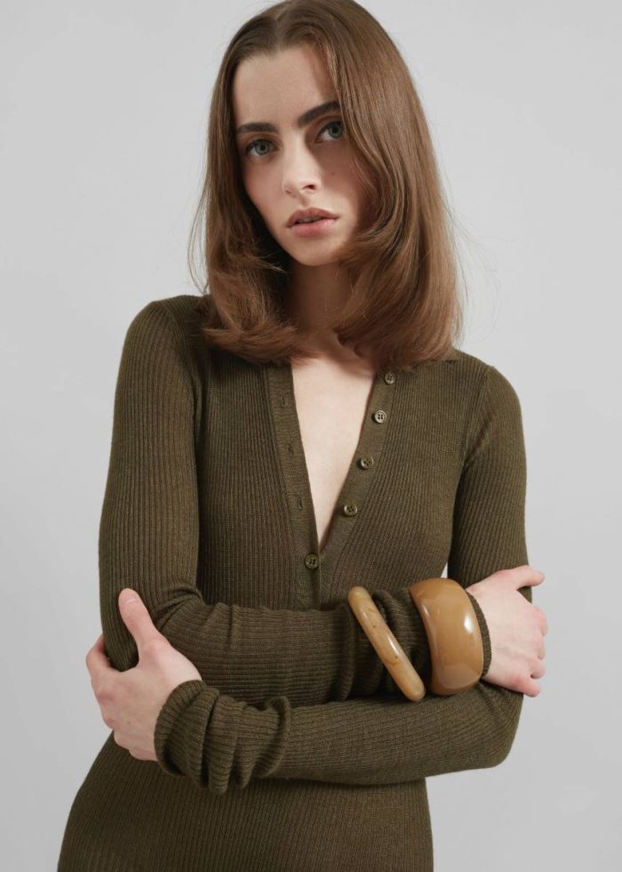The Frankie Shop Women Tops Green Solana Polo Bodysuit - Khaki