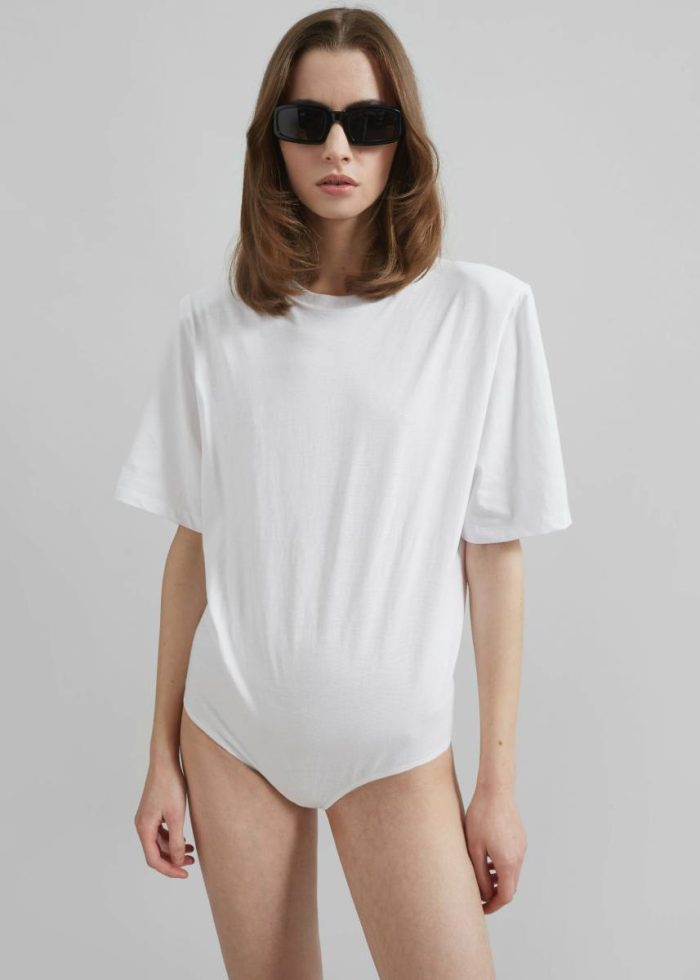 The Frankie Shop Women Tops Meida Padded T-Shirt Bodysuit - White White