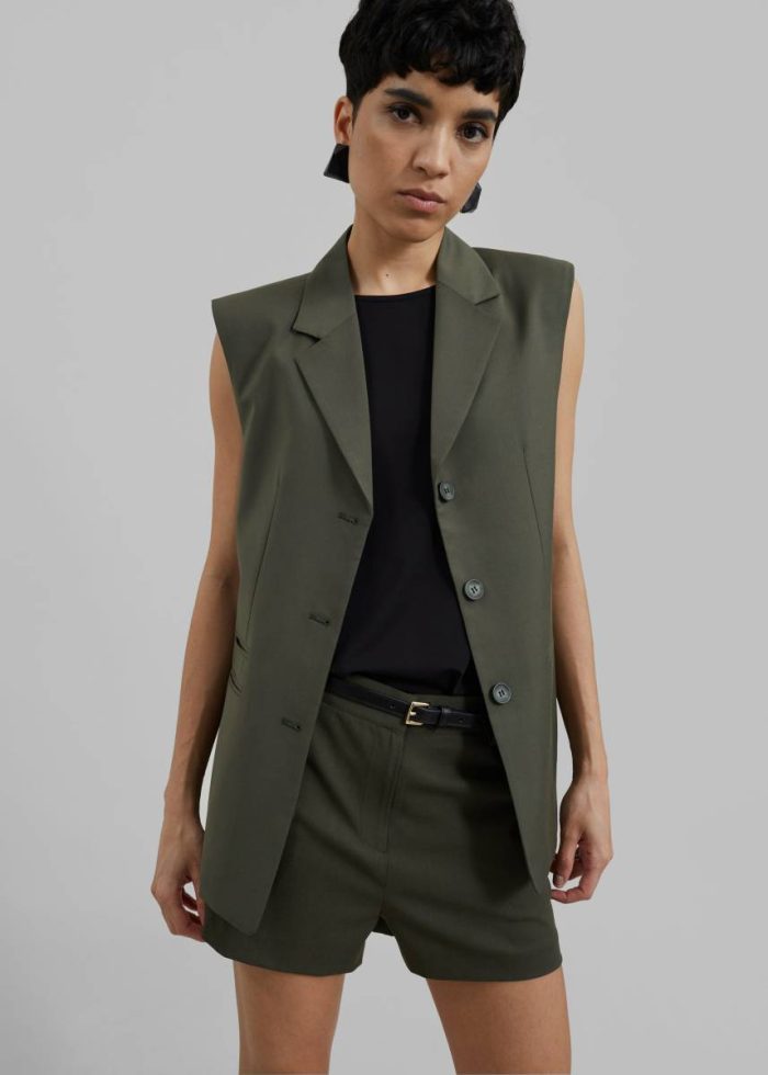 The Frankie Shop Xandra Vest - Khaki Women Green Outerwear