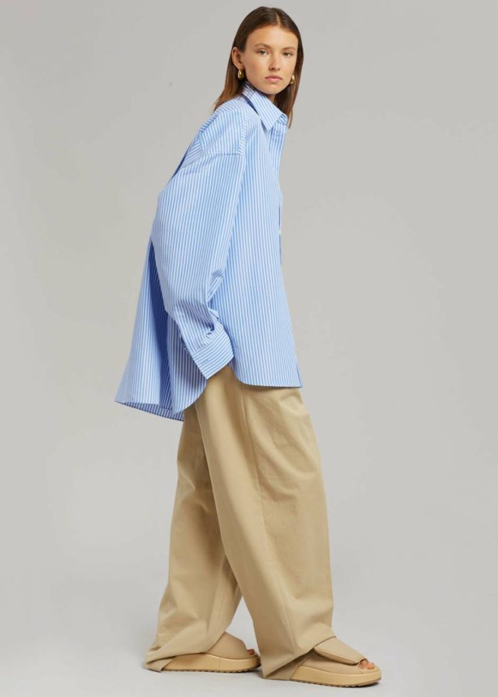 Tops Blue Georgia Stripe Shirt - White/Light Blue Women The Frankie Shop