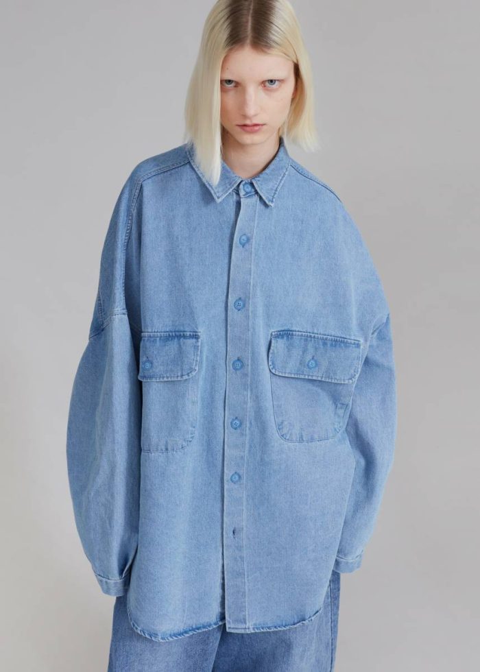 Tops Dallas Denim Overshirt - Worn Wash Women Blue The Frankie Shop