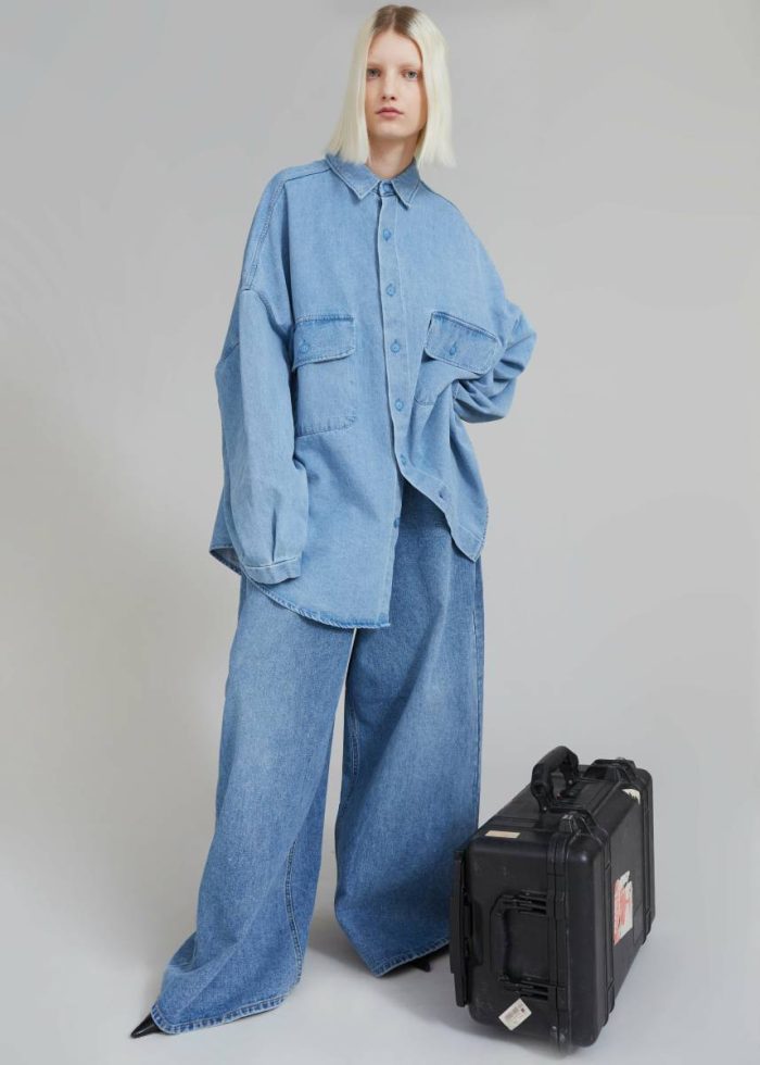 Tops Dallas Denim Overshirt - Worn Wash Women Blue The Frankie Shop