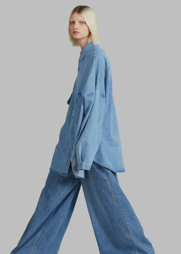 Tops Dallas Denim Overshirt - Worn Wash Women Blue The Frankie Shop