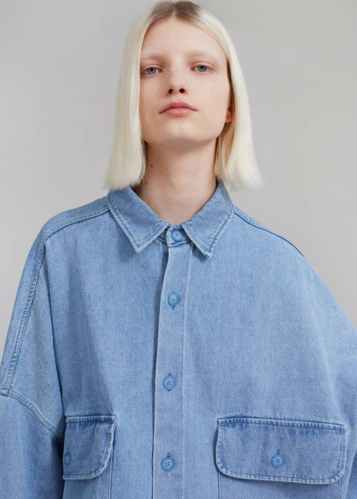 Tops Dallas Denim Overshirt - Worn Wash Women Blue The Frankie Shop