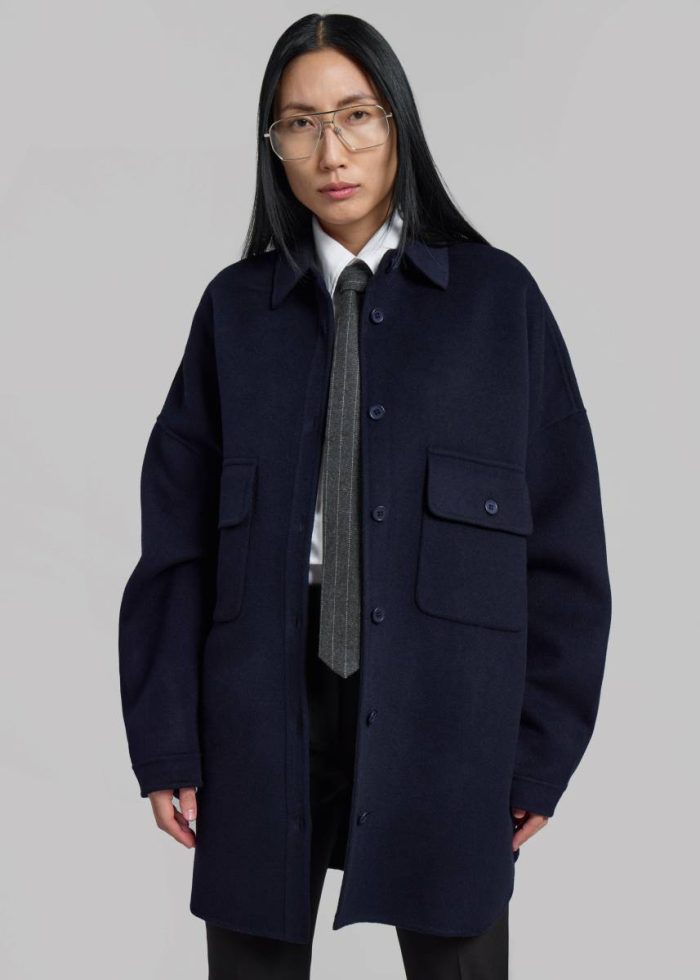 Tops Dallas Wool Overshirt - Navy Blue The Frankie Shop Women