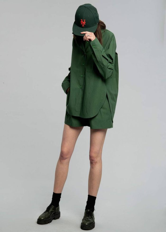 Tops Green Women Lui Organic Cotton Shirt - Hunter Green The Frankie Shop