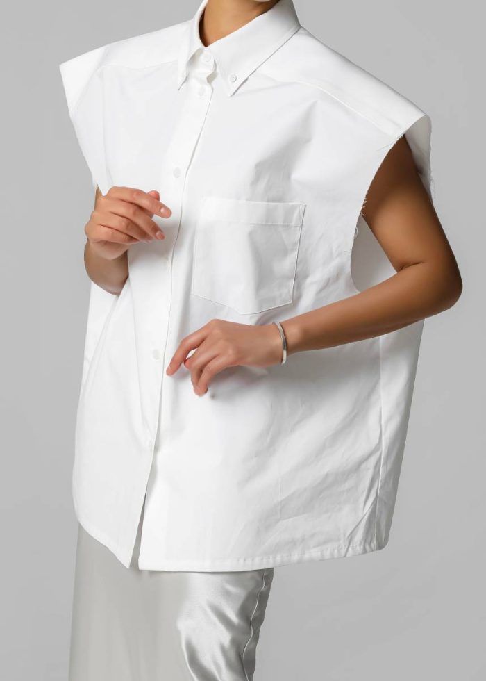 Tops Rae Sleeveless Button Down Shirt - White Women The Frankie Shop White