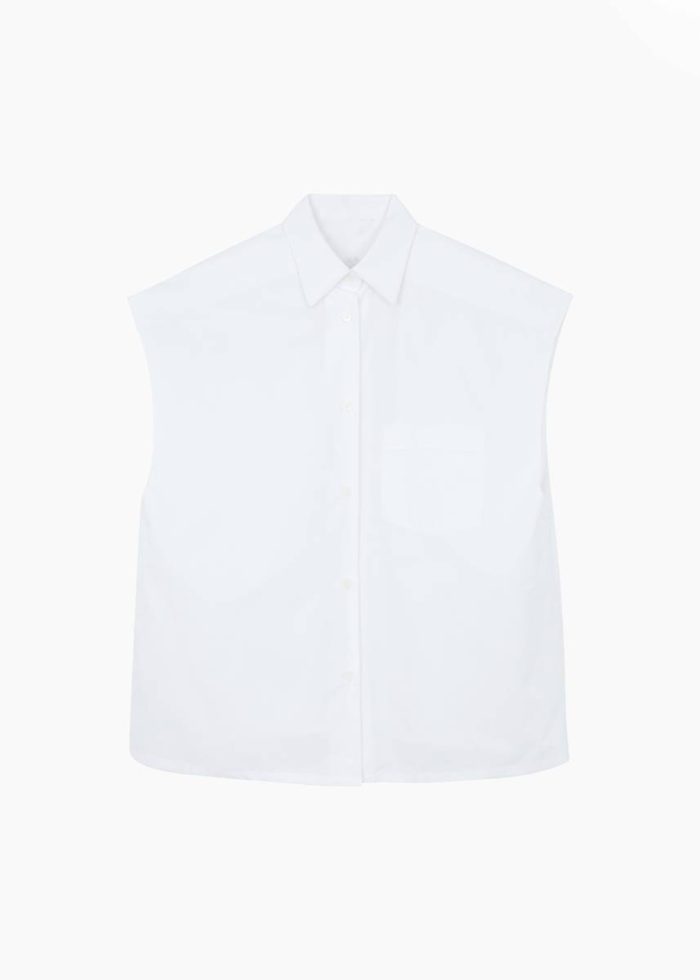 Tops Rae Sleeveless Button Down Shirt - White Women The Frankie Shop White