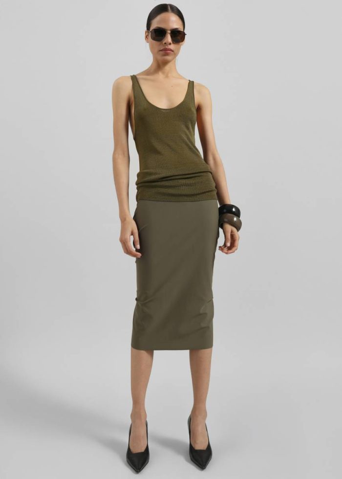 Tops Rivo Knit Tank Top - Khaki Women The Frankie Shop Green