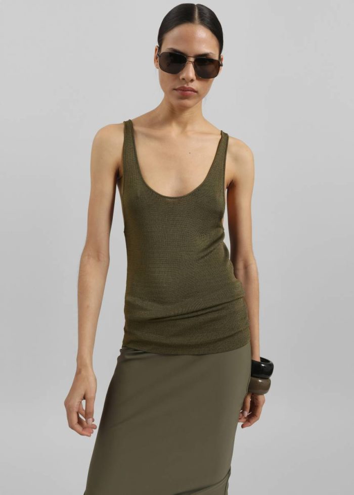 Tops Rivo Knit Tank Top - Khaki Women The Frankie Shop Green