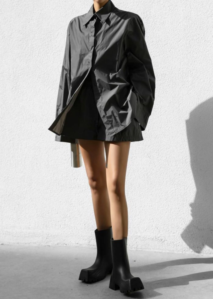 Tops The Frankie Shop Lucy Open Back Oversized Shirt - Charcoal Grey Women