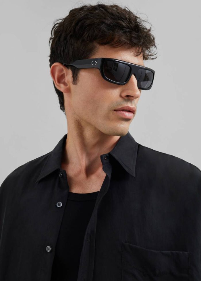 Tops The Frankie Shop Men Leland Silky Shirt - Black Black