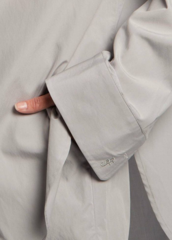 Tops The Frankie Shop Women Grey Lui Organic Cotton Shirt - Ice