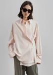Tops Volda Asymmetric Button-Up Shirt - Pink Pink The Frankie Shop Women