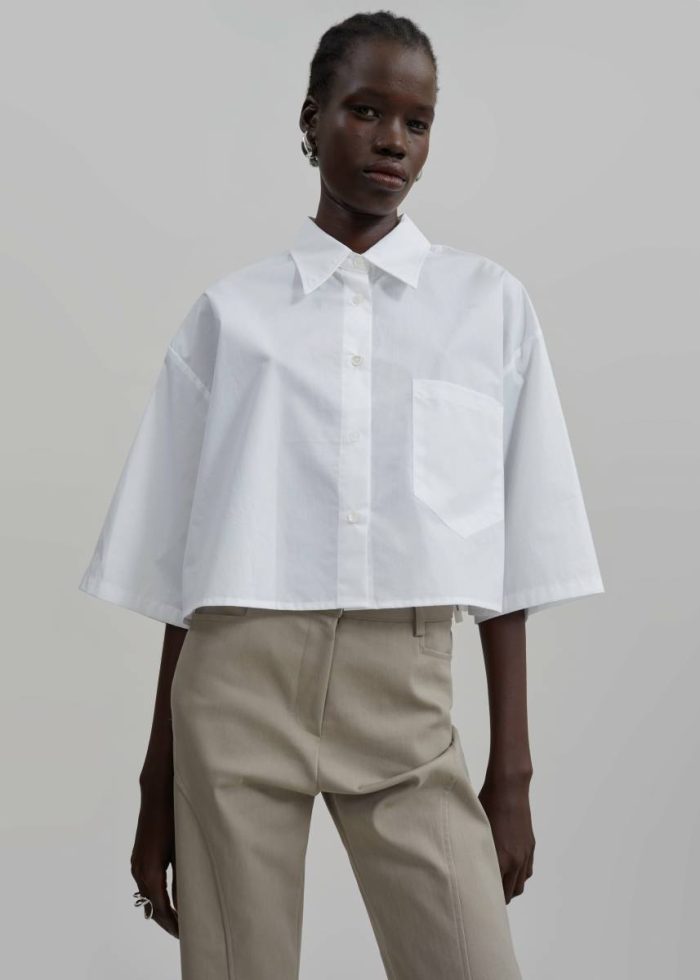 Tops White The Frankie Shop Odem Cropped Shirt - White Women