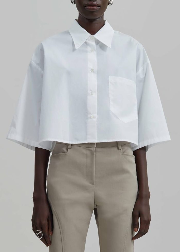 Tops White The Frankie Shop Odem Cropped Shirt - White Women