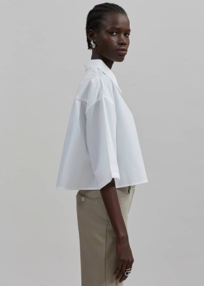 Tops White The Frankie Shop Odem Cropped Shirt - White Women
