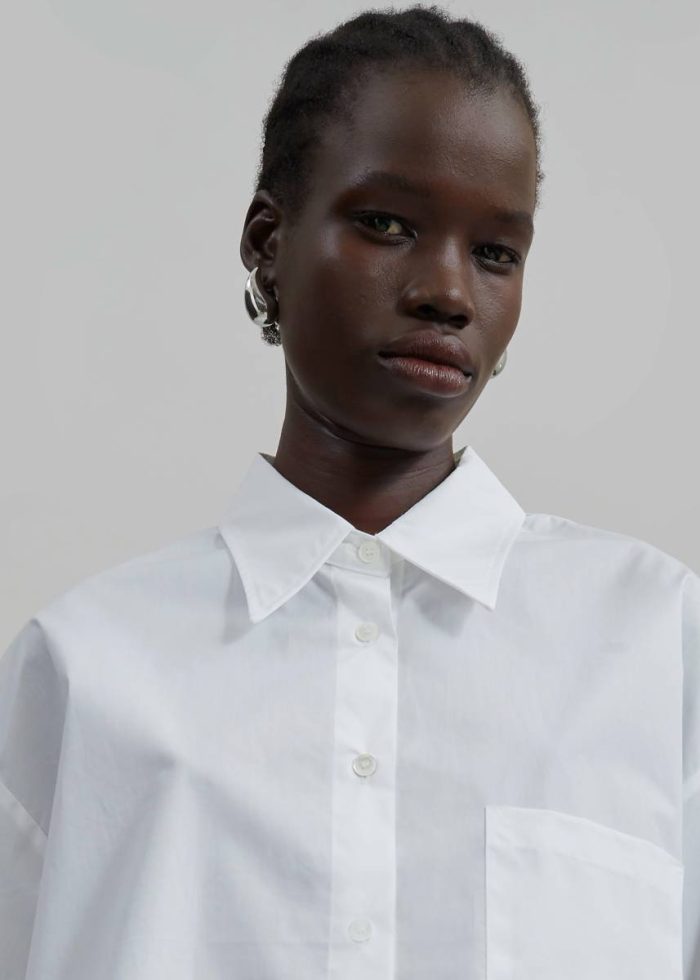 Tops White The Frankie Shop Odem Cropped Shirt - White Women