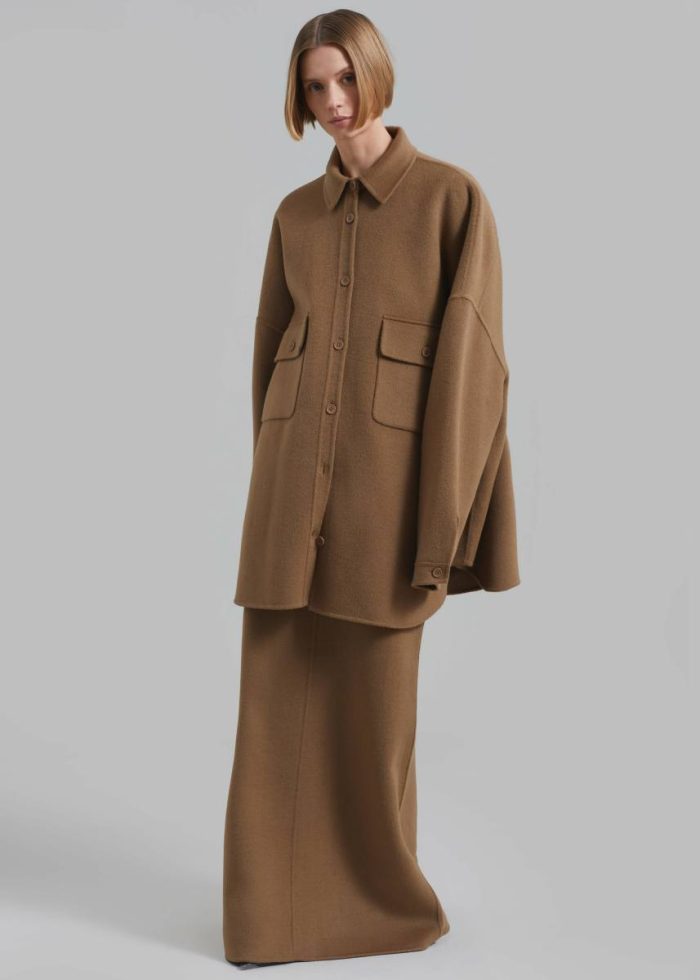 Tops Women Camel The Frankie Shop Dallas Wool Overshirt - Camel