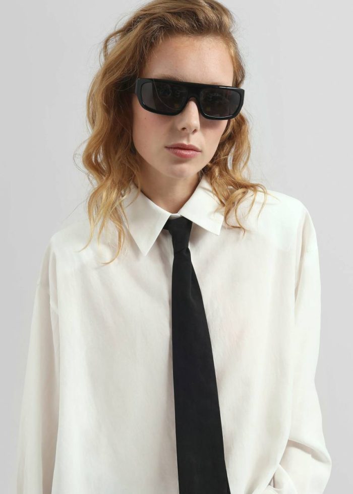 Tops Women Patti Neck Tie Shirt - White White The Frankie Shop