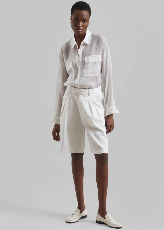 Tops Women White The Frankie Shop Madeline Sheer Shirt - Off White