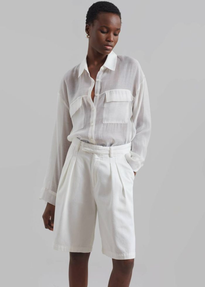 Tops Women White The Frankie Shop Madeline Sheer Shirt - Off White