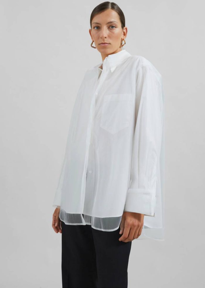 Valetta Double Shirt - Optic White Women Tops White The Frankie Shop