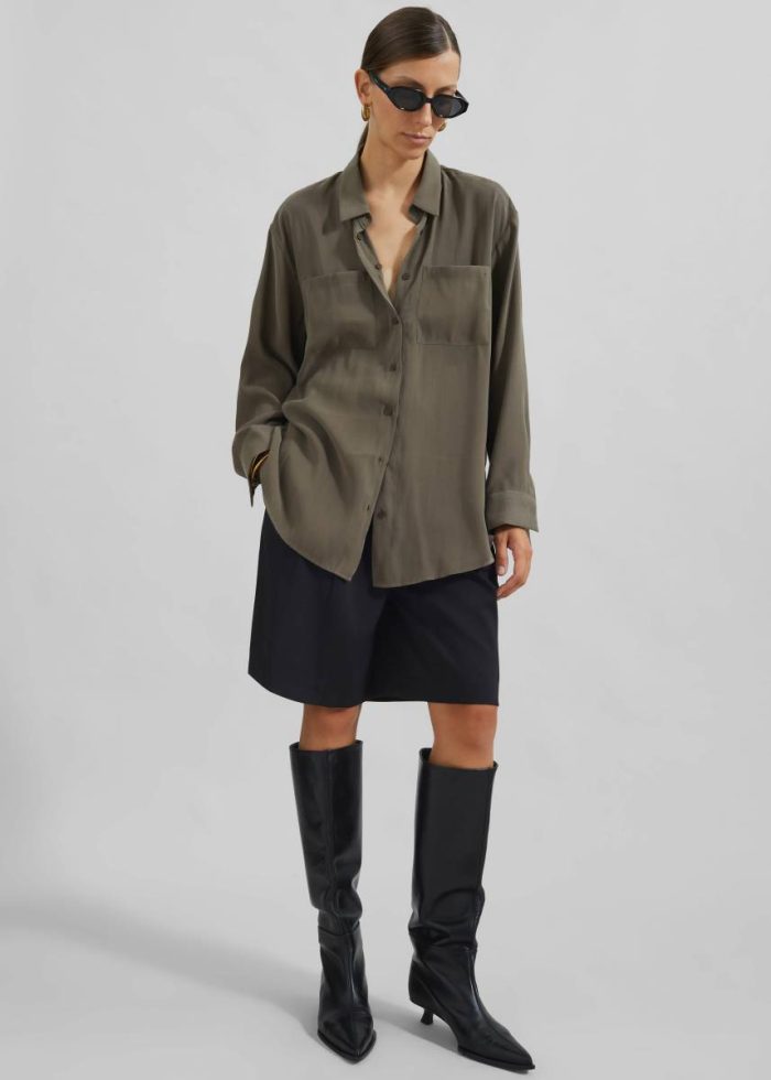 Valmiera Blouse - Khaki The Frankie Shop Women Tops Green