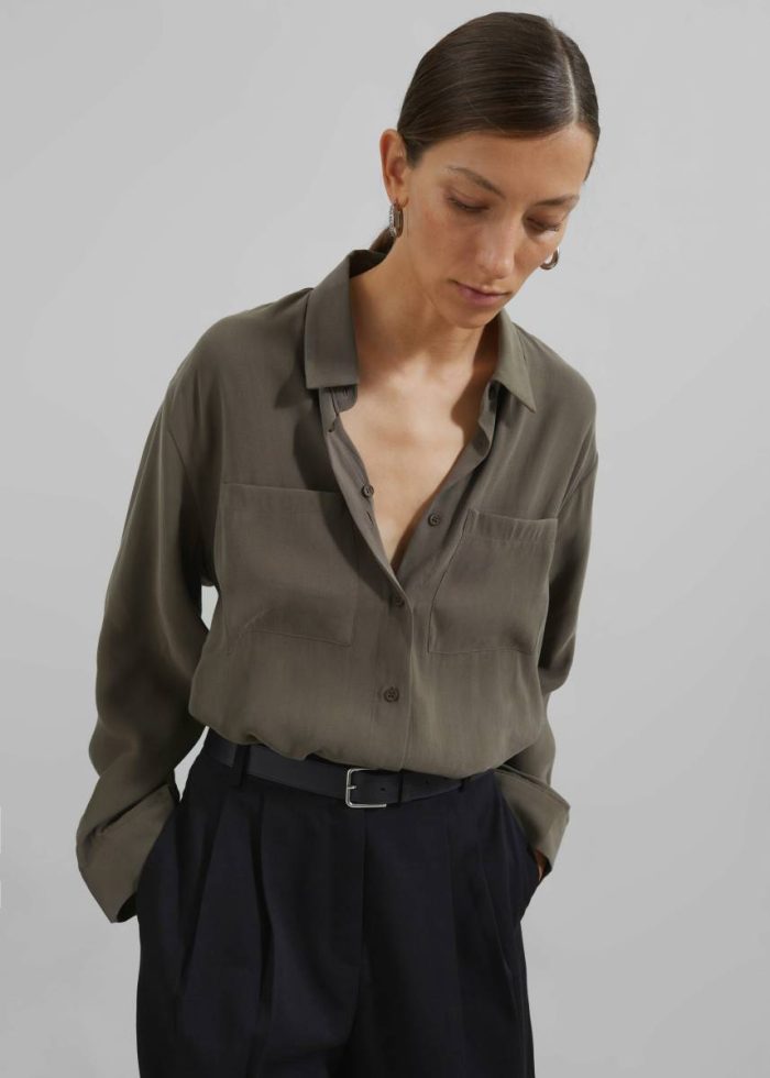 Valmiera Blouse - Khaki The Frankie Shop Women Tops Green