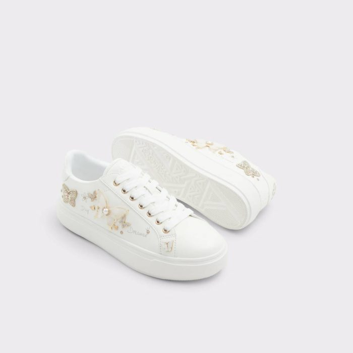 White Aldo Pearlwing White Women's Low Top Sneakers Women Sneakers