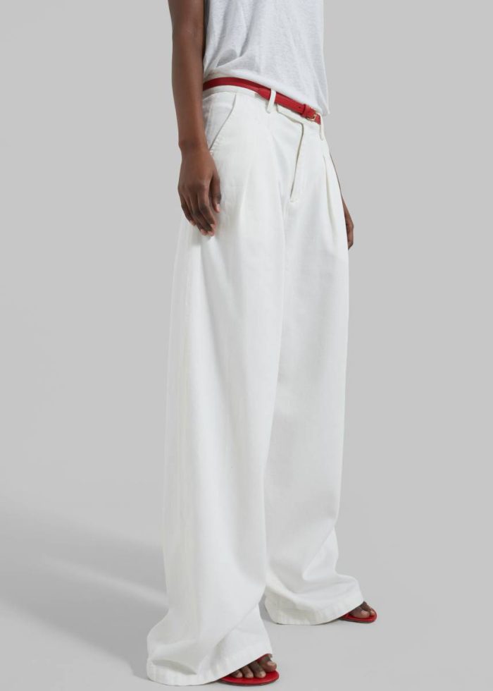 White Bottoms The Frankie Shop Nolan Pleated Denim Trousers - White Women