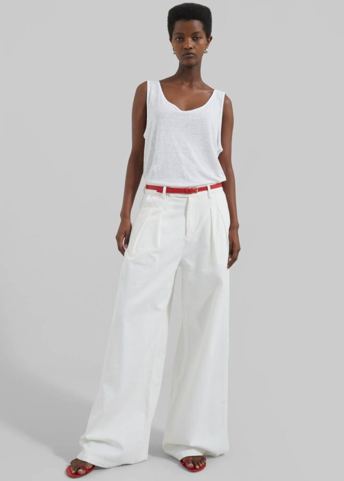 White Bottoms The Frankie Shop Nolan Pleated Denim Trousers - White Women