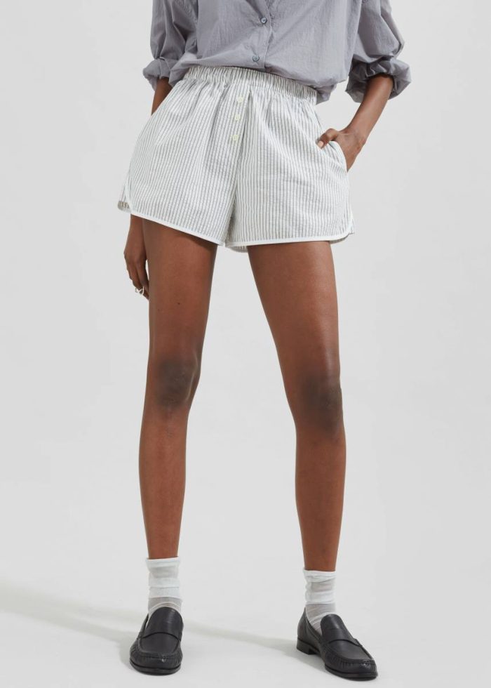 White The Frankie Shop Bottoms Women Mel Boxer Shorts - Black/White Stripe