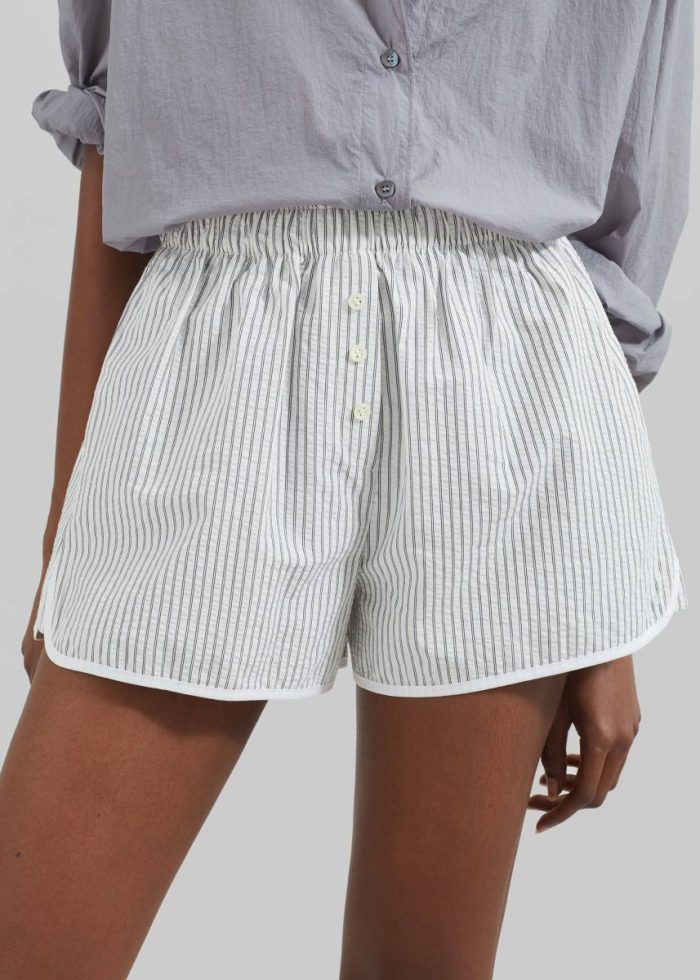White The Frankie Shop Bottoms Women Mel Boxer Shorts - Black/White Stripe