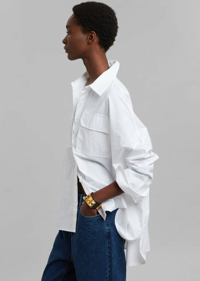 White The Frankie Shop Tops Elara Oversized Shirt - Optic White Women