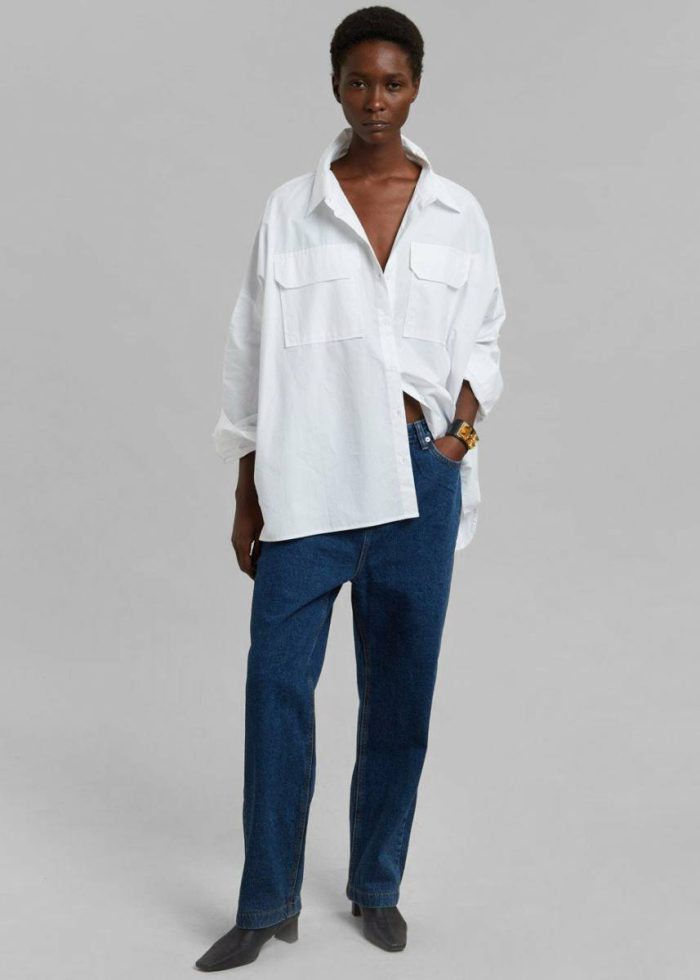 White The Frankie Shop Tops Elara Oversized Shirt - Optic White Women