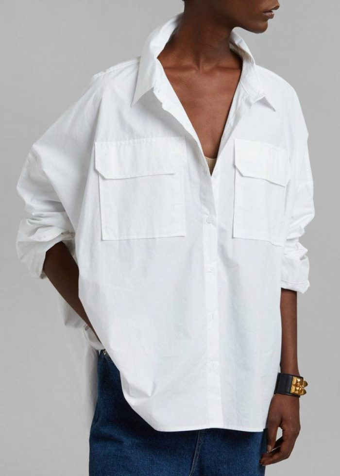 White The Frankie Shop Tops Elara Oversized Shirt - Optic White Women