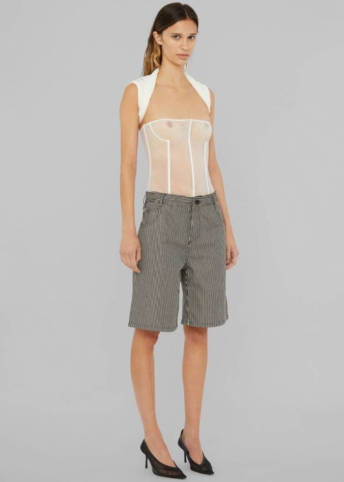 White Tops Christopher Esber Coiled Jersey Corseted Tee - White Women The Frankie Shop