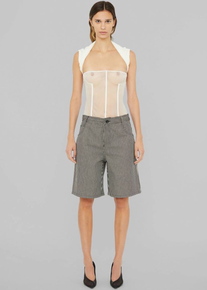 White Tops Christopher Esber Coiled Jersey Corseted Tee - White Women The Frankie Shop
